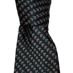 Vintage Polo Ralph Lauren Silk Necktie Mens Green Geometric Designer Tie EUC